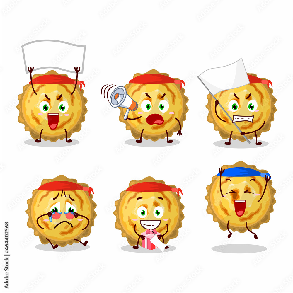 Sticker Mascot design style of custard tart character as an attractive supporter