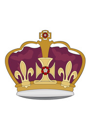 Crown - Tudor Style with Rose - obrazy, fototapety, plakaty