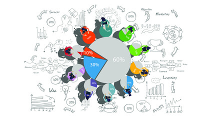 Business Brainstorming plan,think,search,analyze, for Success with percent,Graph Percent,Step, Colorful, -  Modern design Idea and Concept Vector illustration.