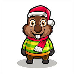 squirel christmast, funny mascot vector illustration