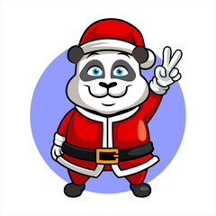 panda christmast, funny mascot vector illustration