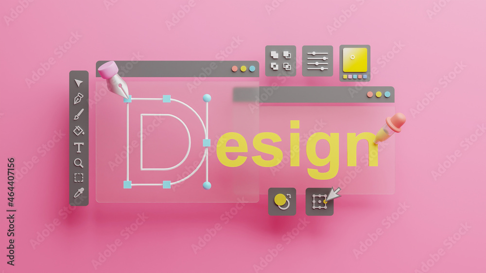 Fototapete graphic designer creative creator design logo artwork curve pen tool illustration equipment icons di