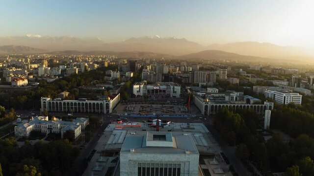 Bishkek - Drone fly over Ala Too Square - Kyrgyzstan Capital