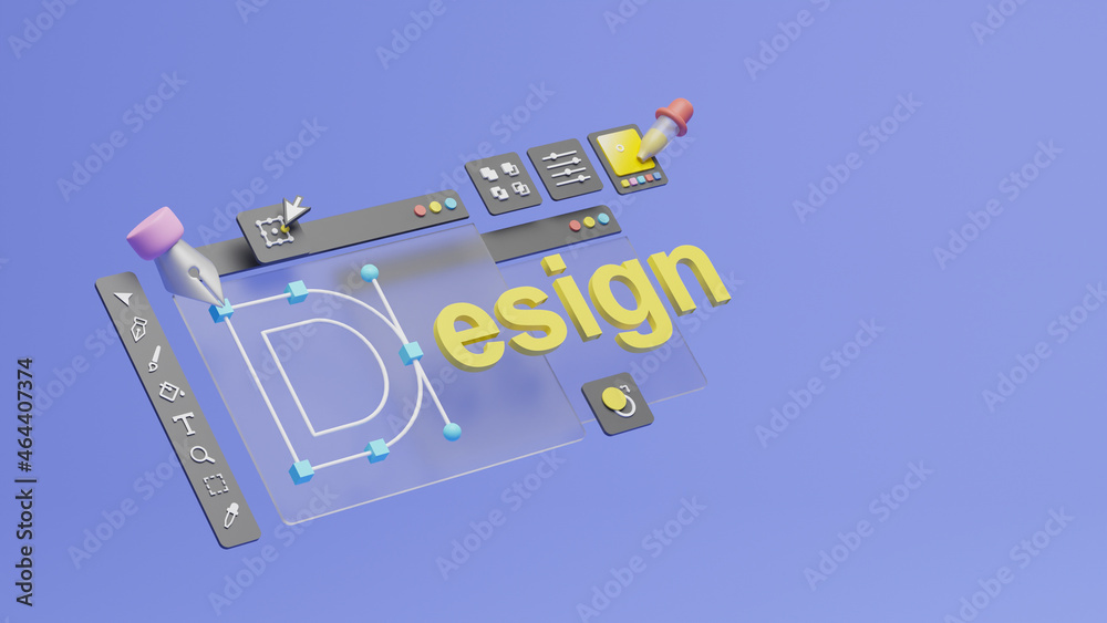 Fototapete graphic designer creative creator design logo artwork curve pen tool illustration equipment icons di