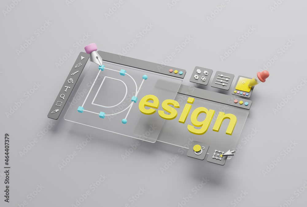 Fototapete graphic designer creative creator design logo artwork curve pen tool illustration equipment icons di