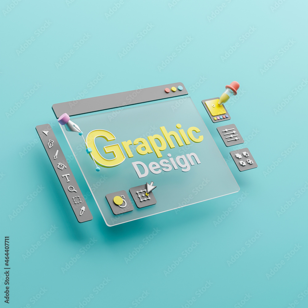 Fototapete graphic designer creative creator design logo artwork curve pen tool illustration equipment icons di