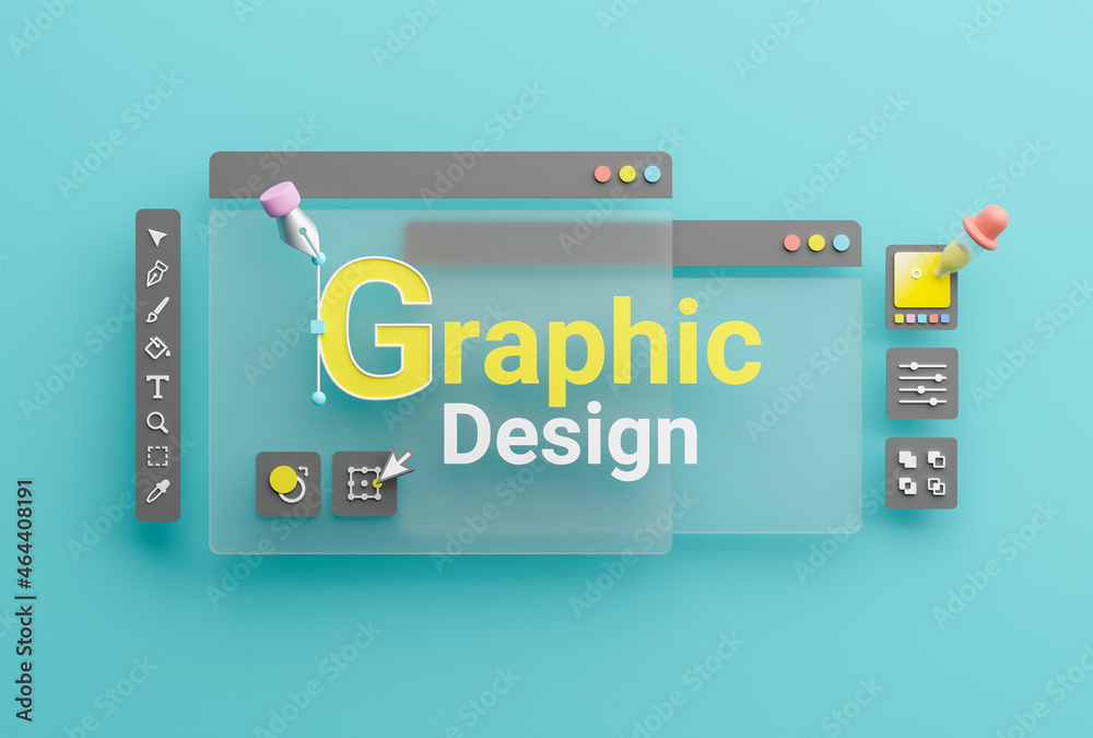 Fototapete graphic designer creative creator design logo artwork curve pen tool illustration equipment icons di