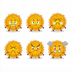 Egg tart cartoon character with various angry expressions