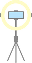 Illustration of a ring light for photography and a smartphone