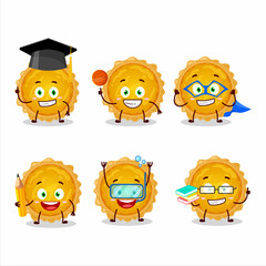 School student of egg tart cartoon character with various expressions