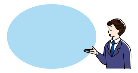 解説をするビジネスマン