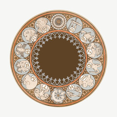 Art nouveau zodiac signs vector, remixed from the artworks of Alphonse Maria Mucha - obrazy, fototapety, plakaty