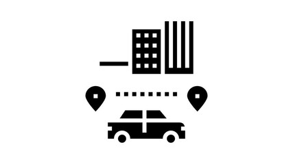 routes driving school animated glyph icon. routes driving school sign. isolated on white background