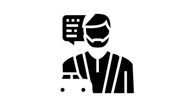 male driving school instructor animated glyph icon. male driving school instructor sign. isolated on white background