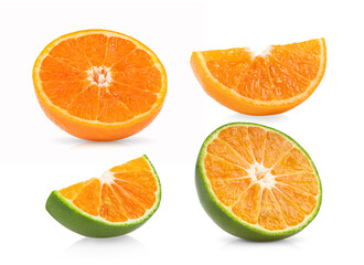 half of tangerine or clementine on white background