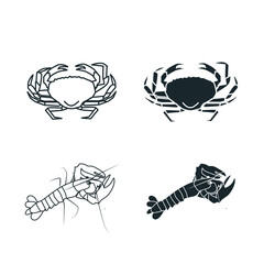 Crab and Lobster icon stock Illustration. An illustration featuring four simple types of seafood icon