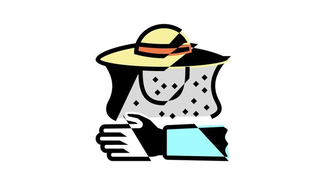 beekeeping clothing animated color icon. beekeeping clothing sign. isolated on white background