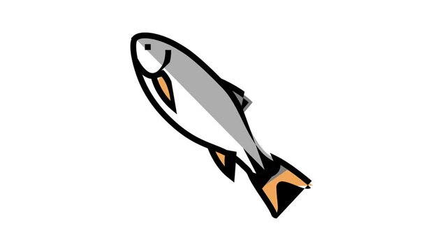 rohu fish animated color icon. rohu fish sign. isolated on white background
