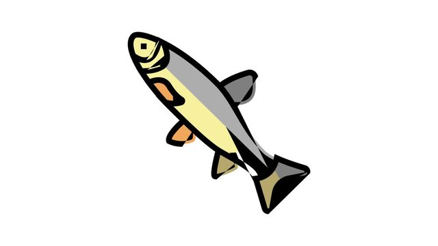 grass carp animated color icon. grass carp sign. isolated on white background