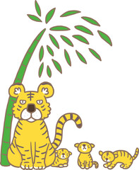 年賀状　寅・虎/This is an illustration of a tiger for a New Year's card. 2022 is the year of the tiger.