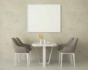 3D Mockup photo frame in Modern interior of dining room