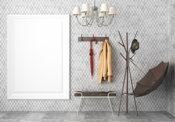 3D Mockup photo frame in Modern interior of dressing room