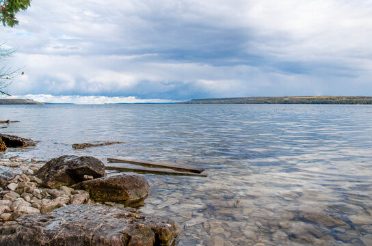 A View Looking Out Over Georgian Bay At The South Bruce Peninsula From Spirit Rock Conservation Area Near Wiarton, Ontario.