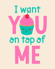 Cute cupcake cartoon with quotes 