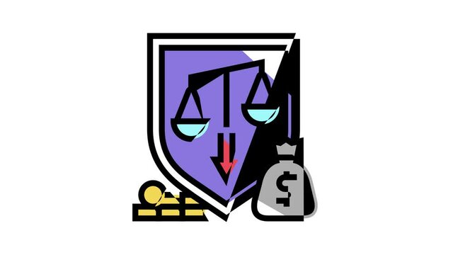 inequality social problem animated color icon. inequality social problem sign. isolated on white background