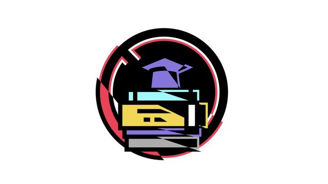 lack of education social problem animated color icon. lack of education social problem sign. isolated on white background
