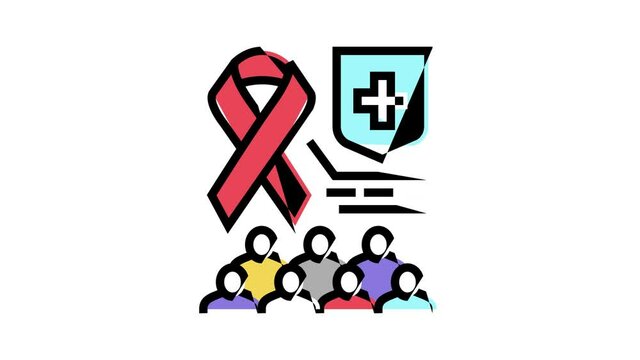 aids social problem animated color icon. aids social problem sign. isolated on white background