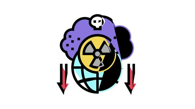 atomic energy social problem animated color icon. atomic energy social problem sign. isolated on white background