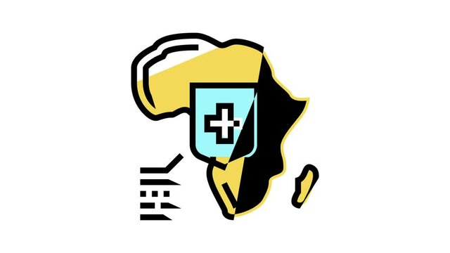 africa social problem animated color icon. africa social problem sign. isolated on white background
