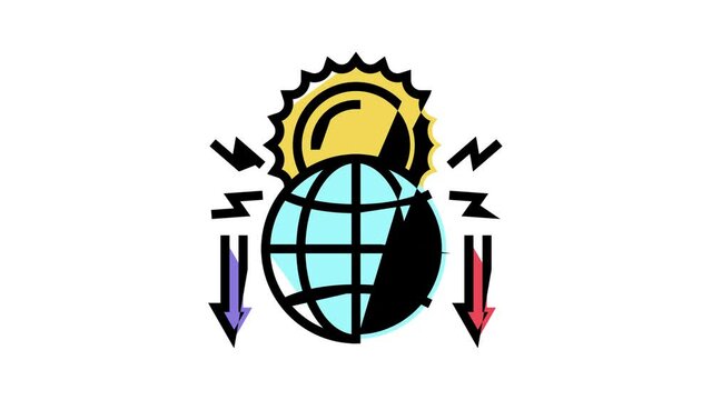 climate change and destruction of nature social problem animated color icon. climate change and destruction of nature social problem sign. isolated on white background