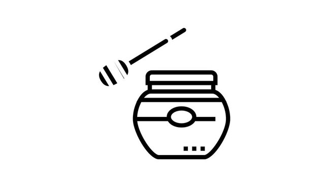 honey bottle beekeeping animated line icon. honey bottle beekeeping sign. isolated on white background