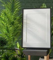 3D Mockup photo frame in Modern interior of gallery hall
