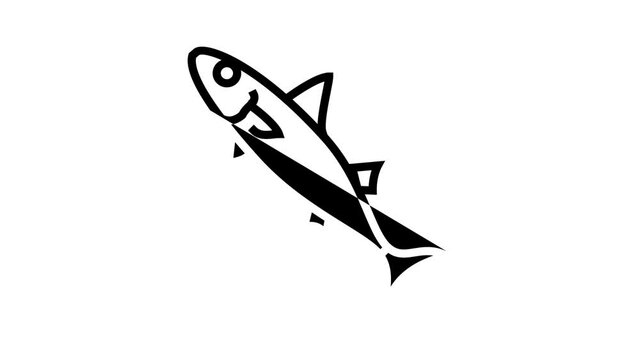 chub mackerel animated line icon. chub mackerel sign. isolated on white background