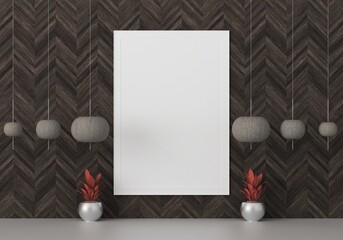 3D Mockup photo frame in Modern interior of gallery hall