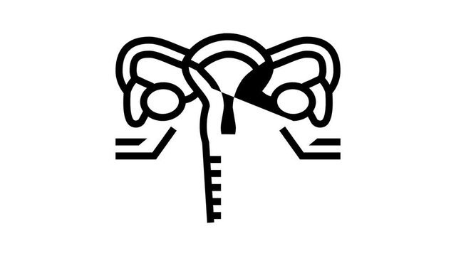 ovaries endocrinology animated line icon. ovaries endocrinology sign. isolated on white background