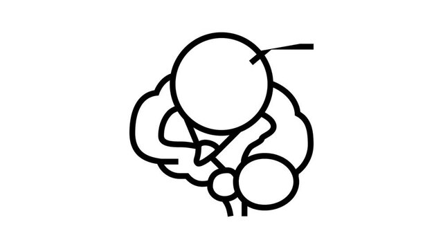 hypothalamus endocrinology animated line icon. hypothalamus endocrinology sign. isolated on white background