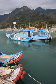 traditional fishing boats in Jinzun harbour. Taitung. Taiwan