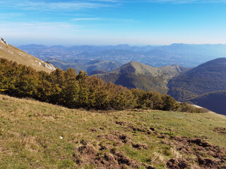 Fototapeta na wymiar Fantastic view from the park of Monte Cucco during autumn day of october, Italy