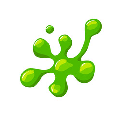 Obraz premium Green slime spill on a white isolated background. Goo blob puddle dripping mucus. Vector cartoon illustration.