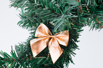 Christmas bow decoration isolated on the white background