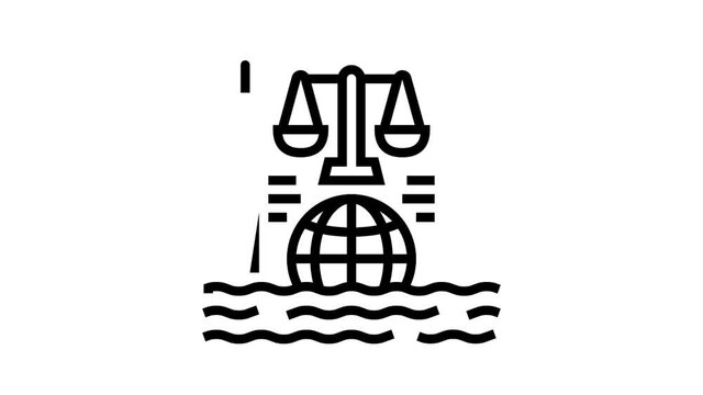 ocean and law of sea social problem animated line icon. ocean and law of sea social problem sign. isolated on white background