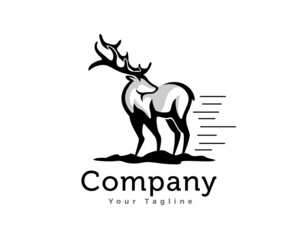 elk deer standby look back logo template illustration