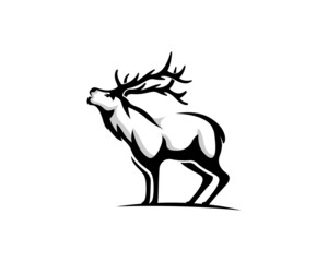 stand elk deer drawn logo template illustration