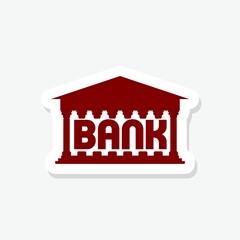 Bank building sticker icon isolated on white background