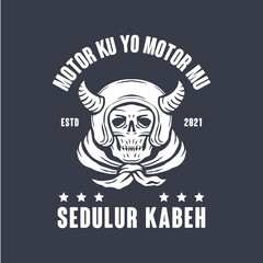 skull motorcycle vintage logo vector illustration