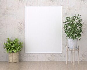 3D Mockup photo frame in Modern interior of living room